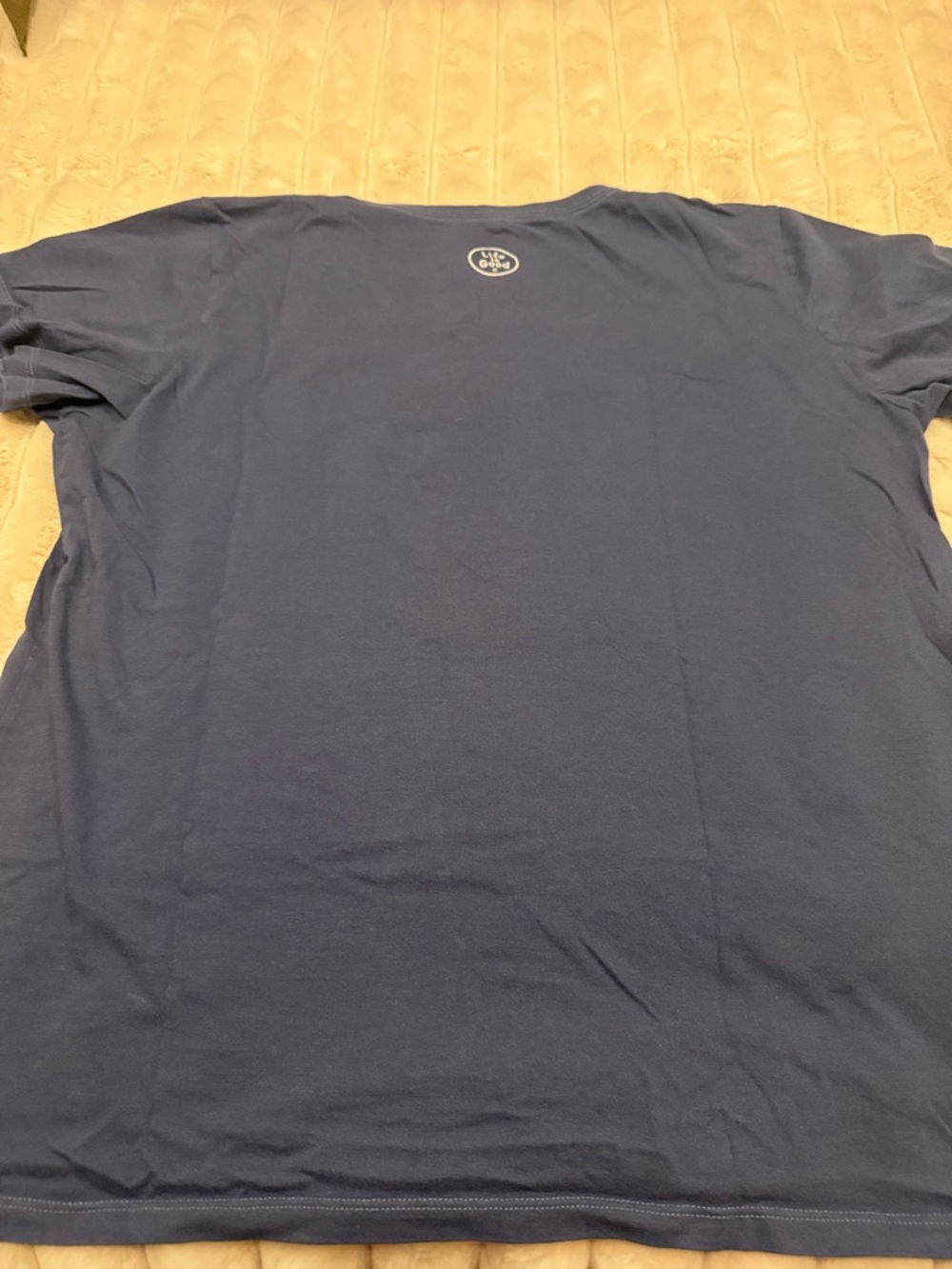 Life Is Good Navy V‑Neck Short Sleeve Tee with Yellow Beer Graphic - Picture 6 of 7